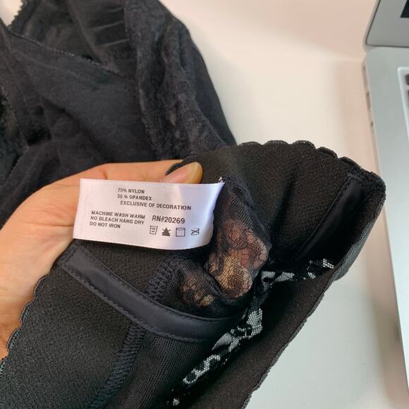 Rago Women's Long Line Bra Style 2202 Black Lace 48B - Picture 5 of 5